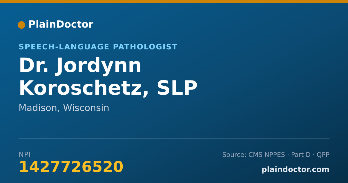 Shareable card for Jordynn Koroschetz, SLP - Speech-Language Pathologist, Madison, WI