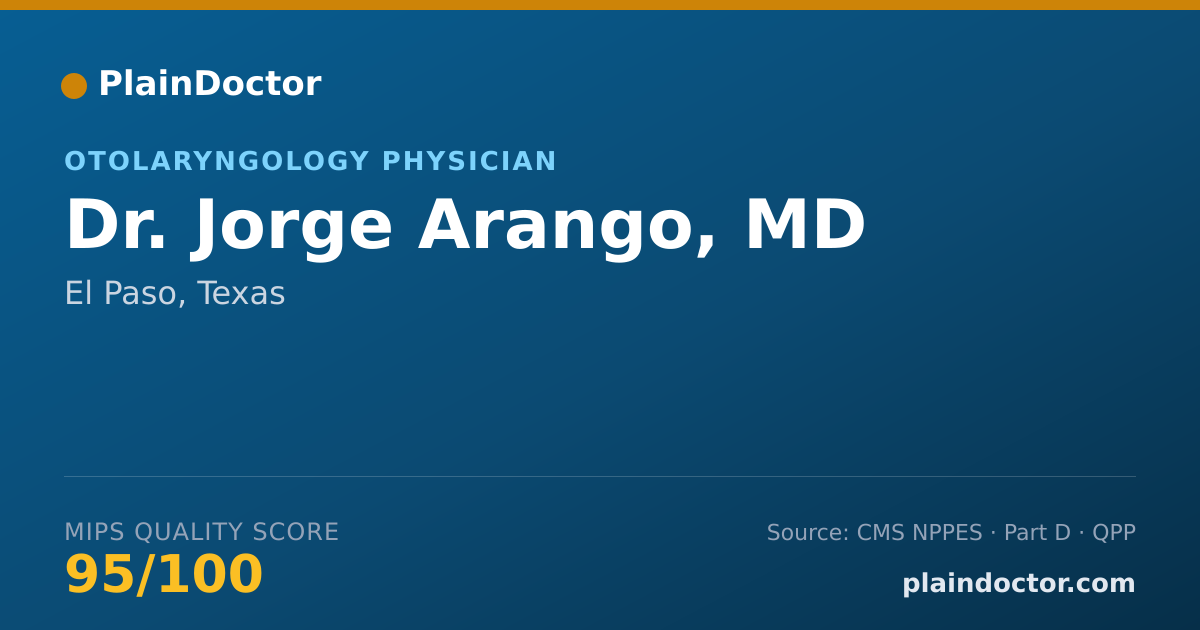 Shareable card for Jorge Arango, MD - Otolaryngology Physician, El Paso, TX