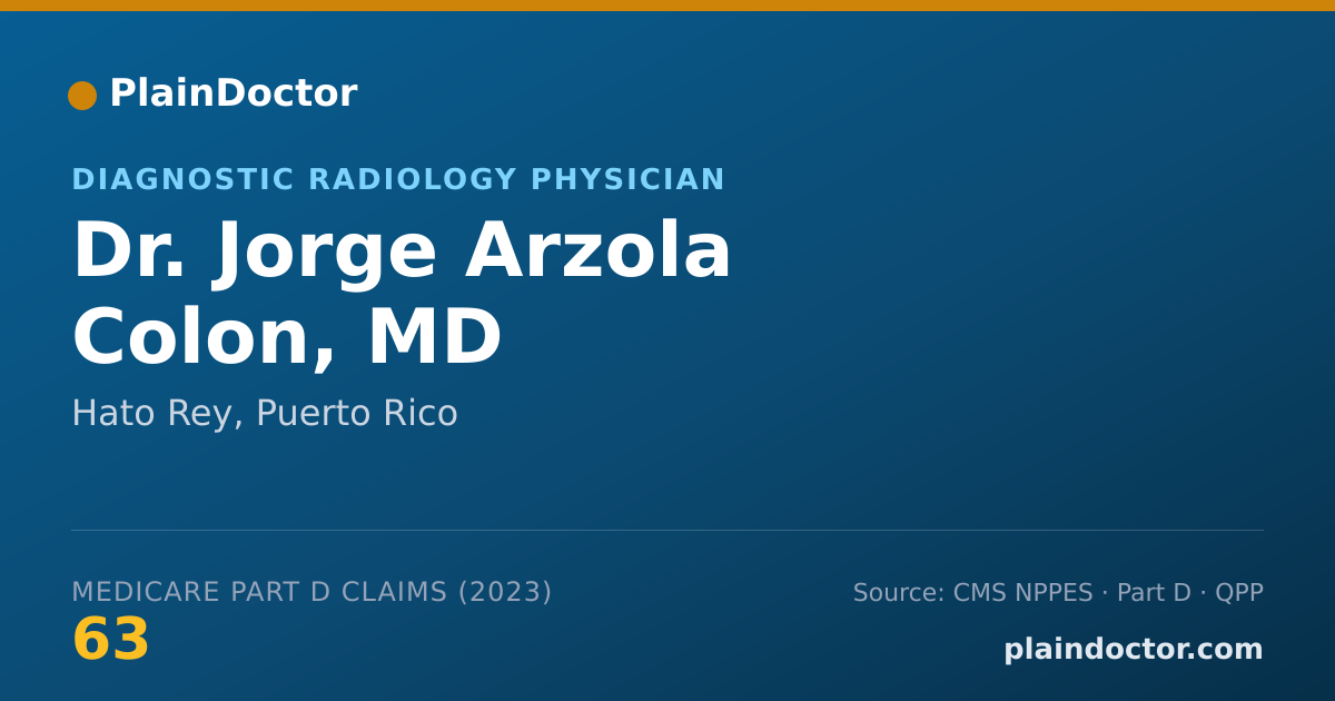 Shareable card for Jorge Arzola Colon, MD - Diagnostic Radiology Physician, Hato Rey, PR