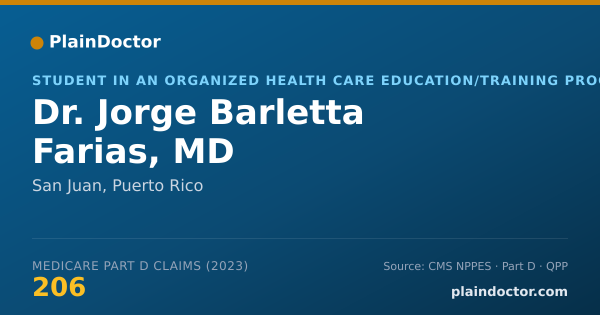 Shareable card for Jorge Barletta Farias, MD - Student in an Organized Health Care Education/Training Program, San Juan, PR