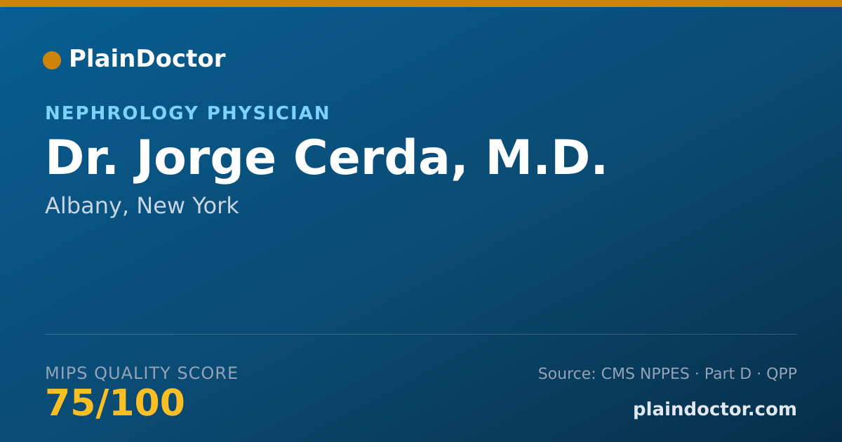 Shareable card for Jorge Cerda, M.D. - Nephrology Physician, Albany, NY