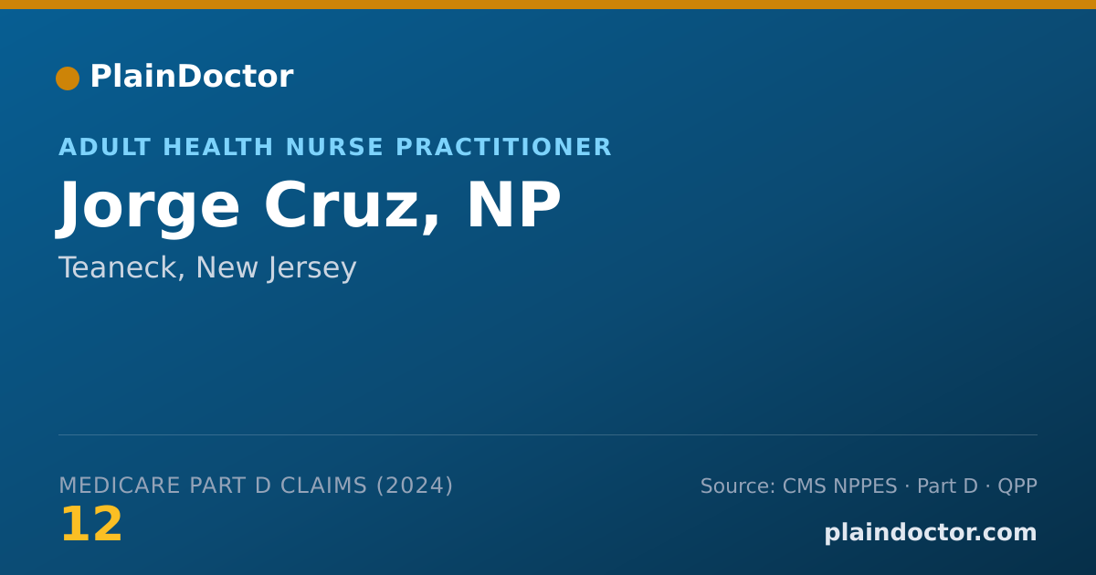 Shareable card for Jorge Cruz, NP - Adult Health Nurse Practitioner, Teaneck, NJ