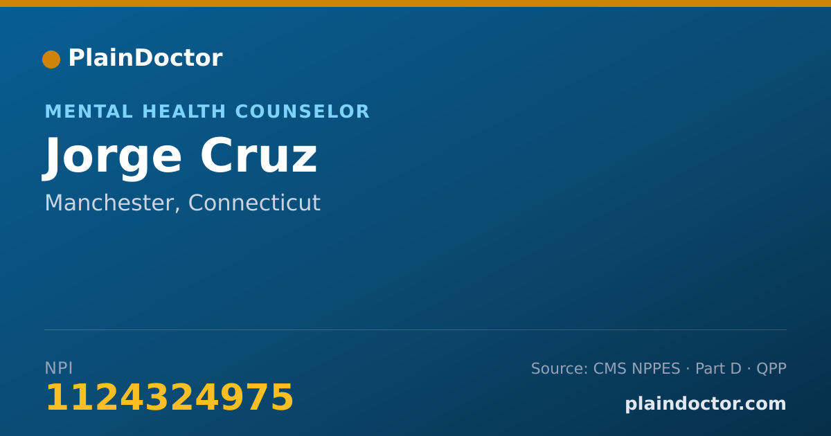 Shareable card for Jorge Cruz - Mental Health Counselor, Manchester, CT