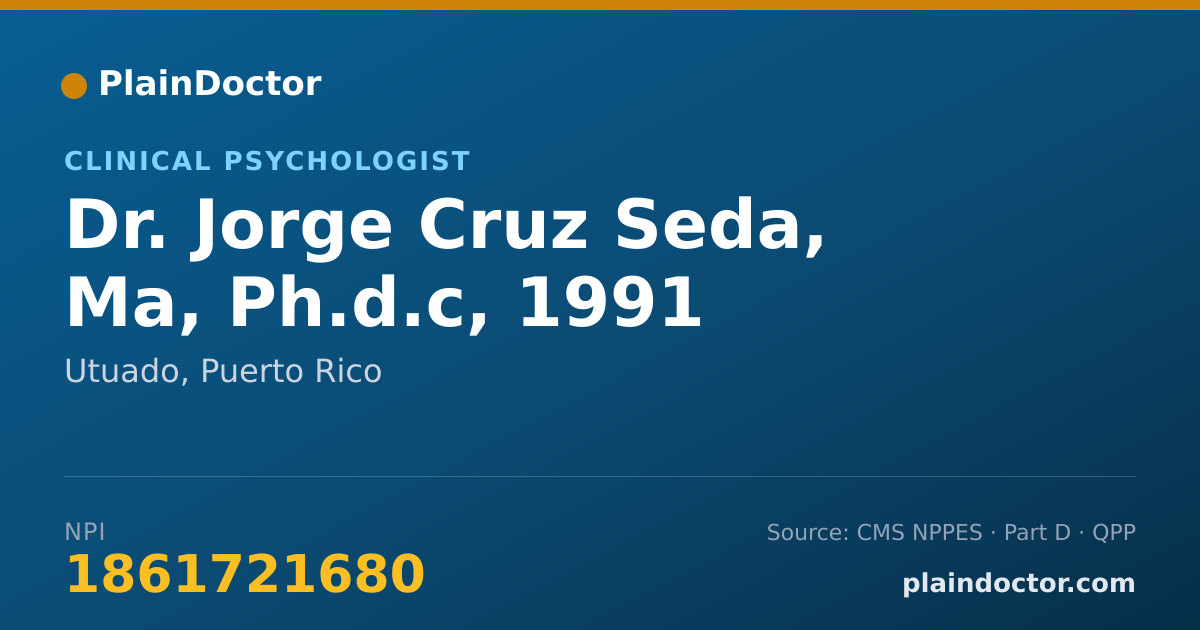 Shareable card for Jorge Cruz Seda, Ma, Ph.d.c, 1991 - Clinical Psychologist, Utuado, PR