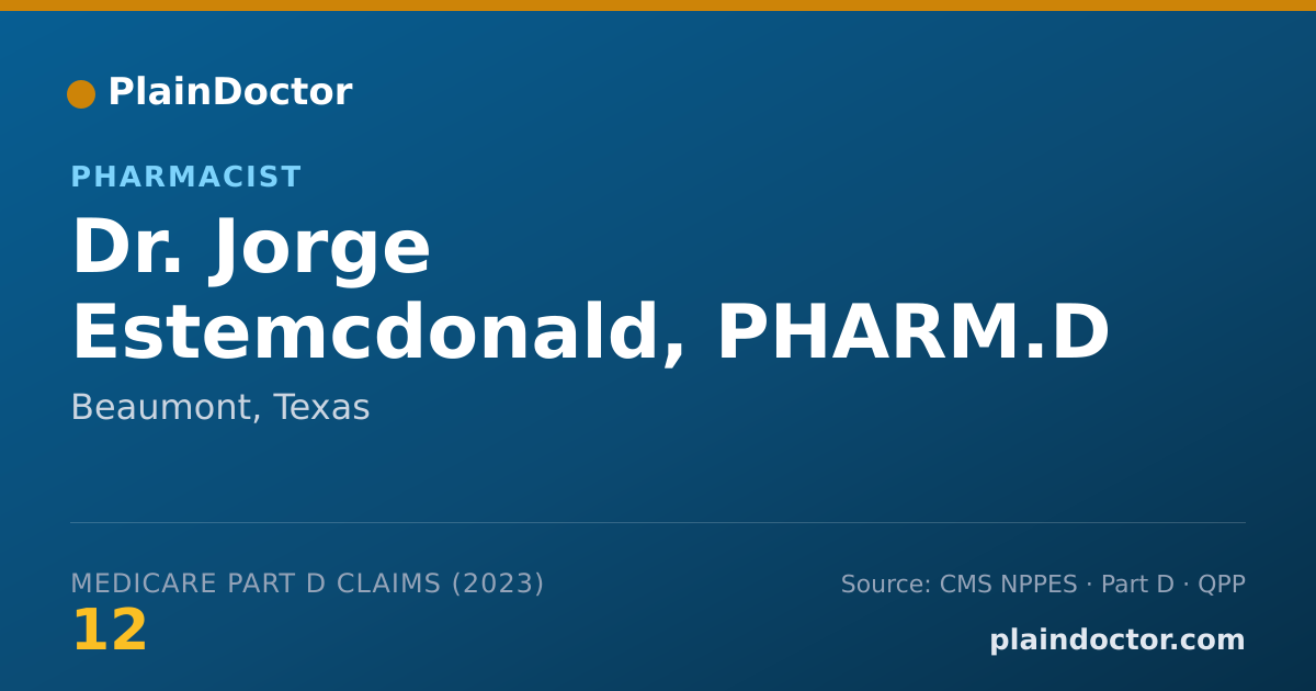 Shareable card for Jorge Estemcdonald, PHARM.D - Pharmacist, Beaumont, TX