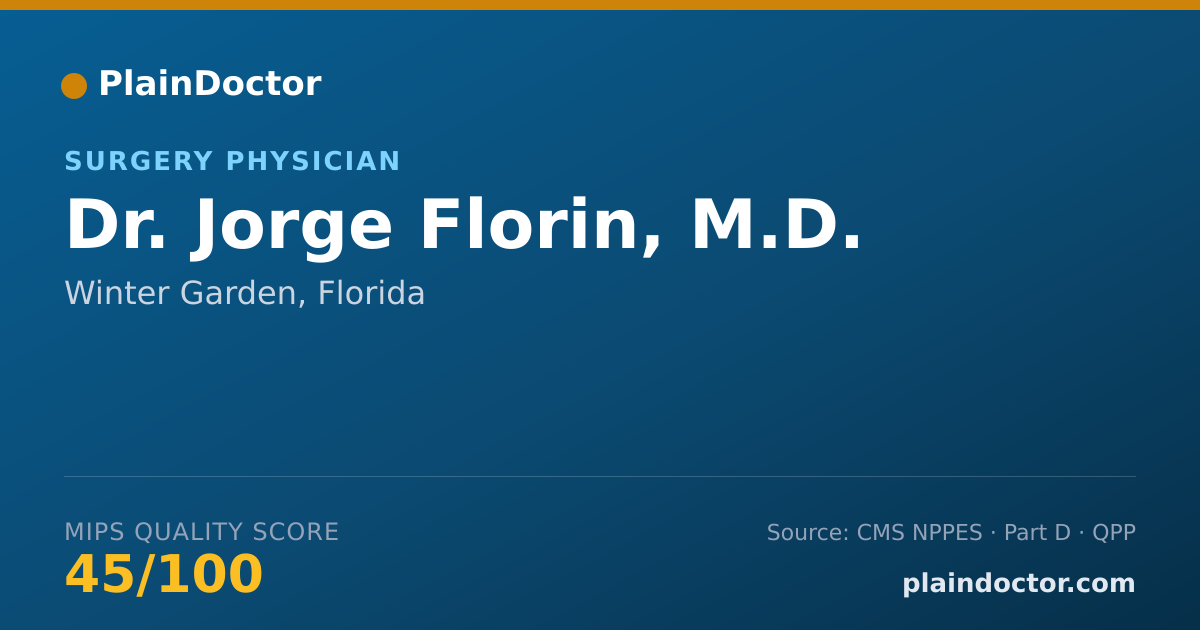 Shareable card for Jorge Florin, M.D. - Surgery Physician, Winter Garden, FL