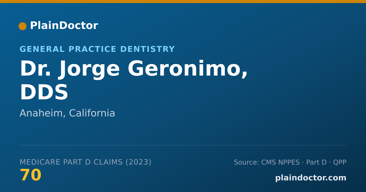 Shareable card for Jorge Geronimo, DDS - General Practice Dentistry, Anaheim, CA