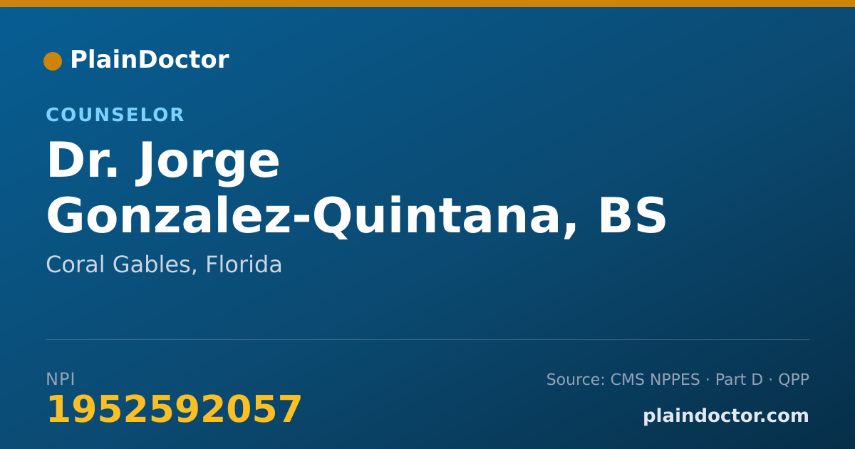 Shareable card for Jorge Gonzalez-Quintana, BS - Counselor, Coral Gables, FL
