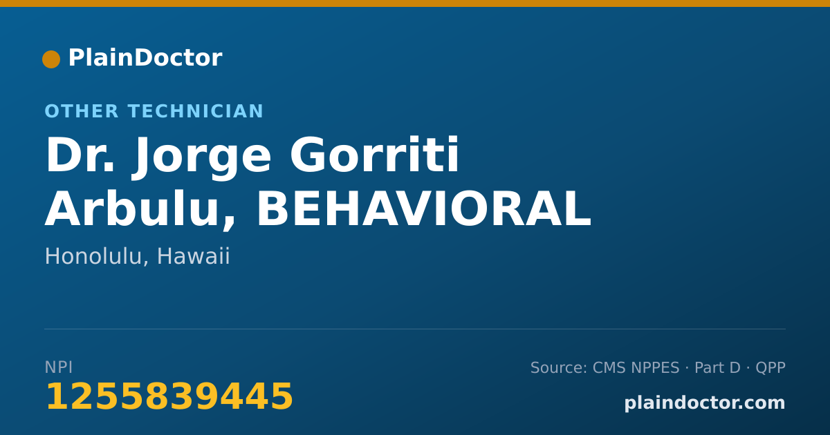 Shareable card for Jorge Gorriti Arbulu, BEHAVIORAL TECHNICIA - Other Technician, Honolulu, HI