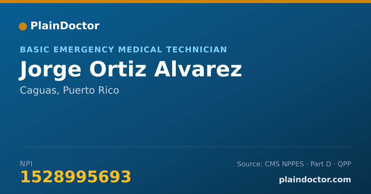 Shareable card for Jorge Ortiz Alvarez - Basic Emergency Medical Technician, Caguas, PR