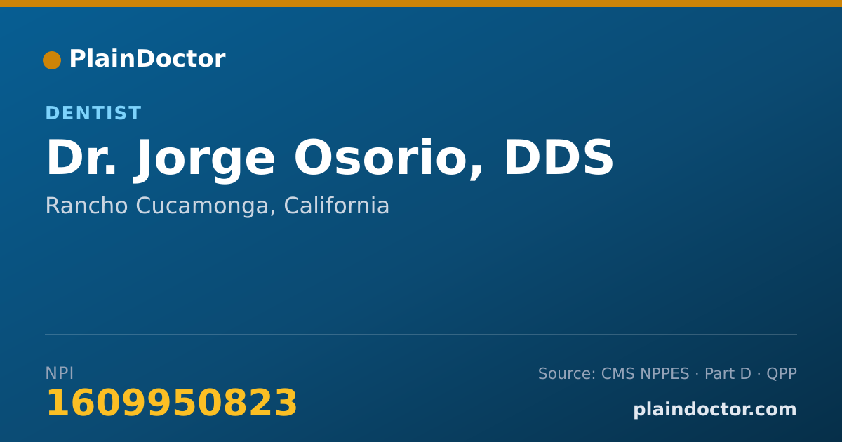 Shareable card for Jorge Osorio, DDS - Dentist, Rancho Cucamonga, CA