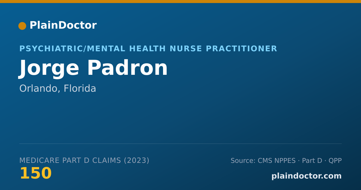 Shareable card for Jorge Padron - Psychiatric/Mental Health Nurse Practitioner, Orlando, FL