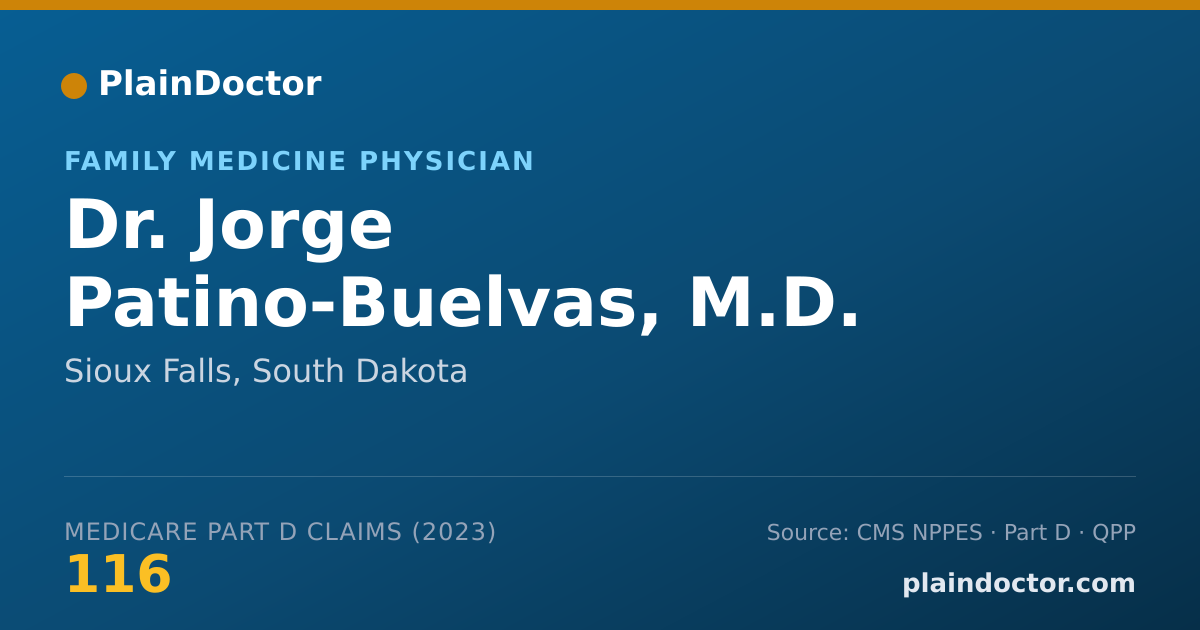 Shareable card for Jorge Patino-Buelvas, M.D. - Family Medicine Physician, Sioux Falls, SD