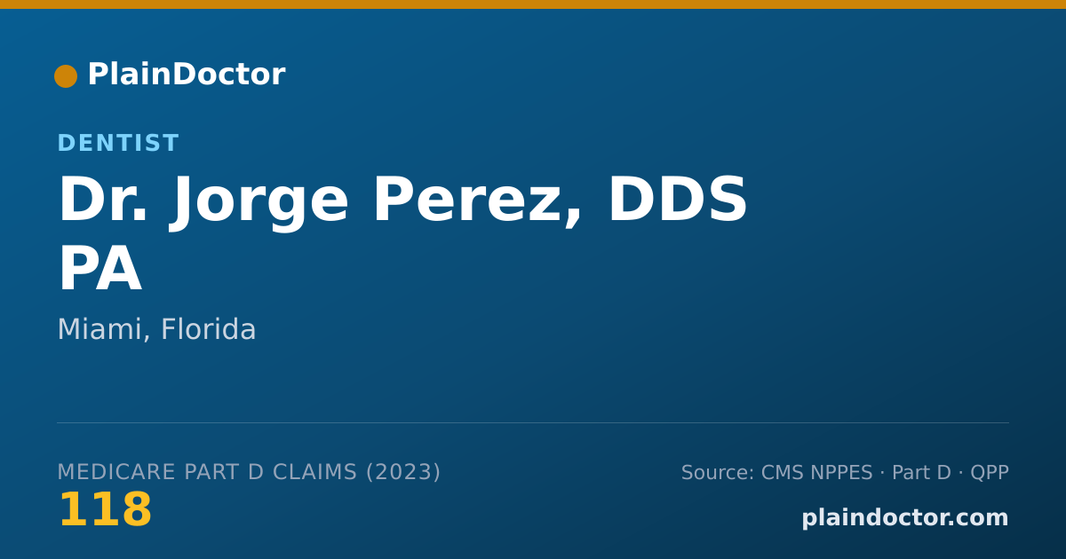Shareable card for Jorge Perez, DDS PA - Dentist, Miami, FL