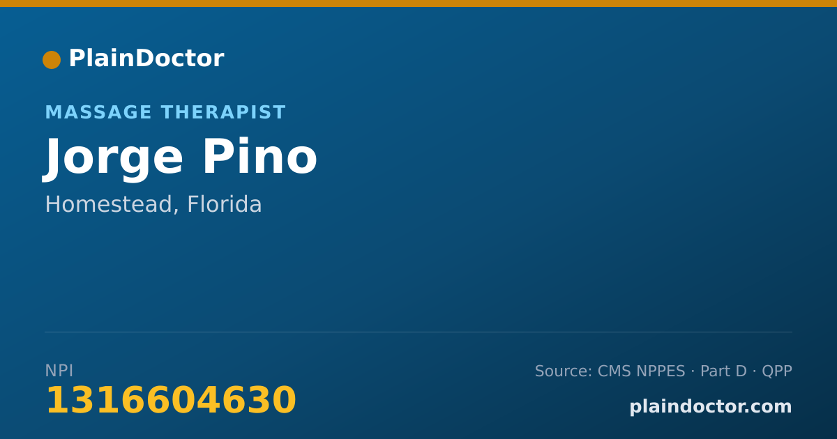 Shareable card for Jorge Pino - Massage Therapist, Homestead, FL