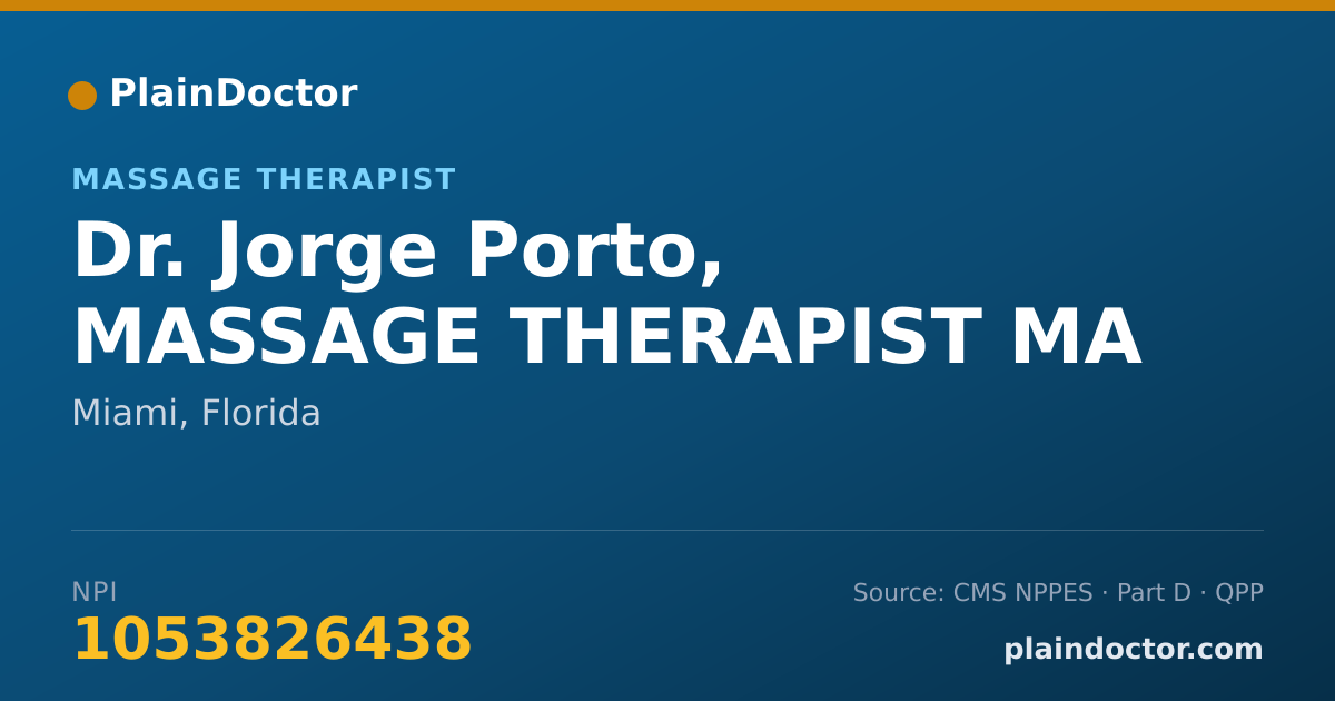 Shareable card for Jorge Porto, MASSAGE THERAPIST MA - Massage Therapist, Miami, FL