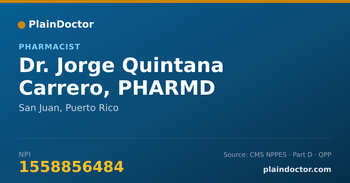 Shareable card for Jorge Quintana Carrero, PHARMD - Pharmacist, San Juan, PR