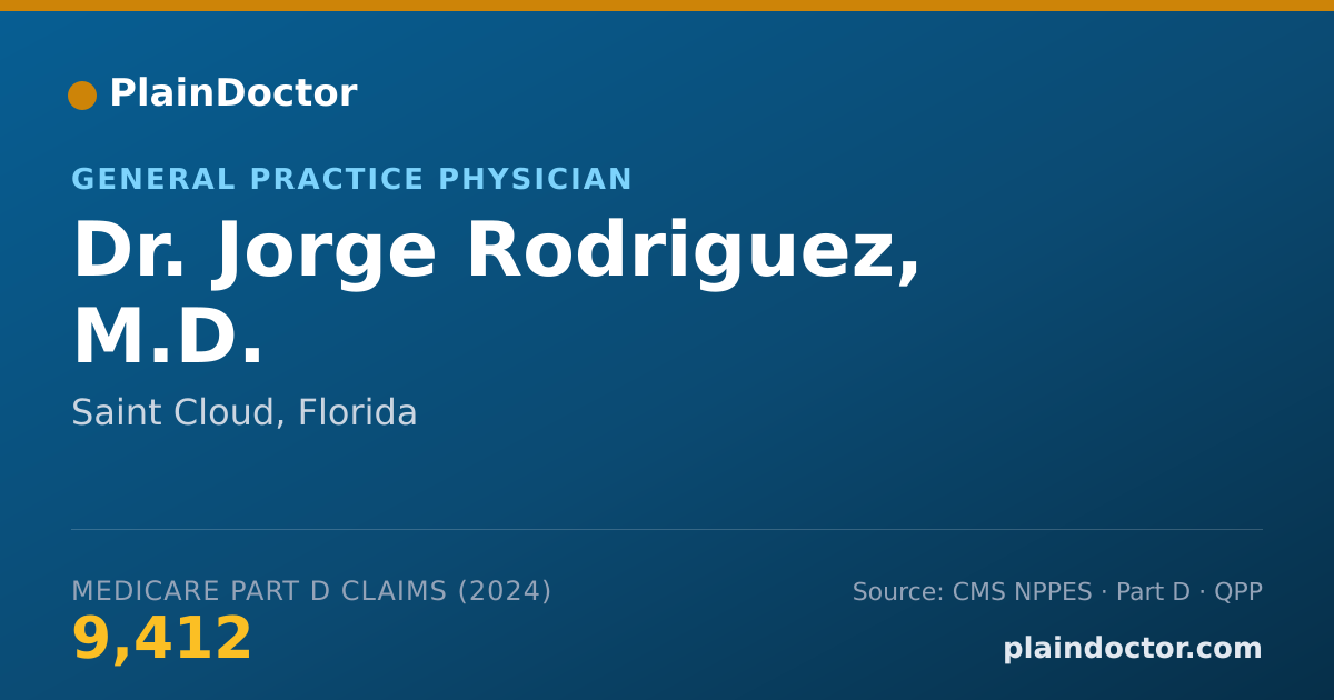 Shareable card for Jorge Rodriguez, M.D. - General Practice Physician, Saint Cloud, FL