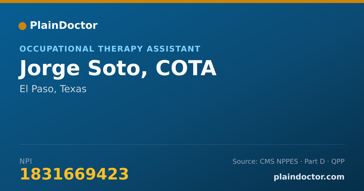 Shareable card for Jorge Soto, COTA - Occupational Therapy Assistant, El Paso, TX
