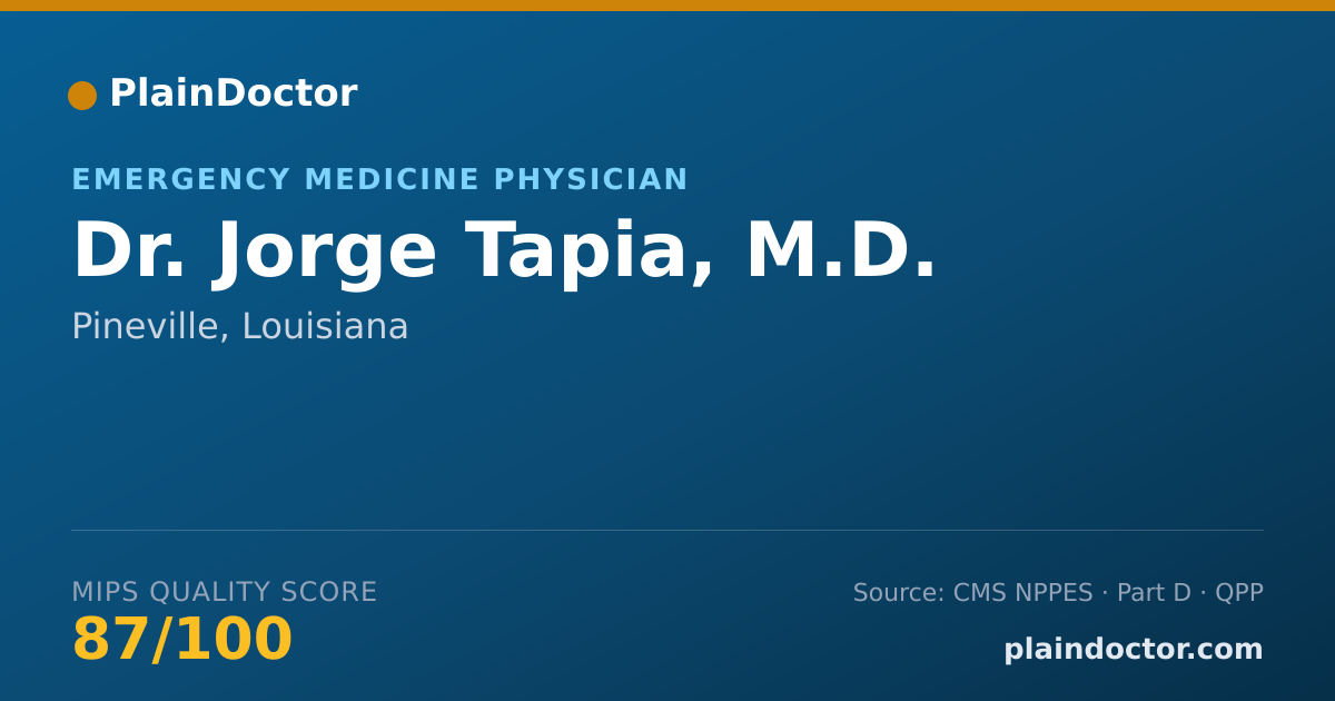 Shareable card for Jorge Tapia, M.D. - Emergency Medicine Physician, Pineville, LA
