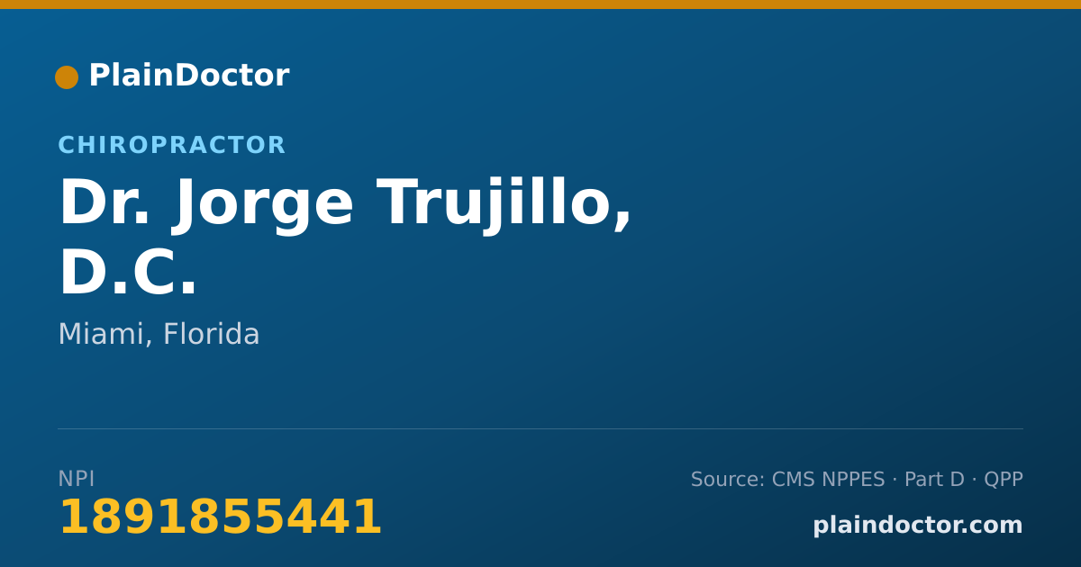 Shareable card for Jorge Trujillo, D.C. - Chiropractor, Miami, FL