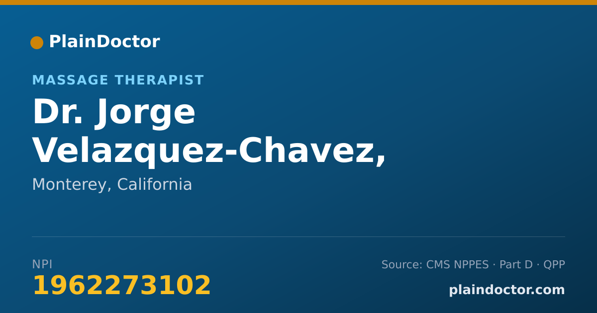 Shareable card for Jorge Velazquez-Chavez, MASSAGE THERAPIST - Massage Therapist, Monterey, CA