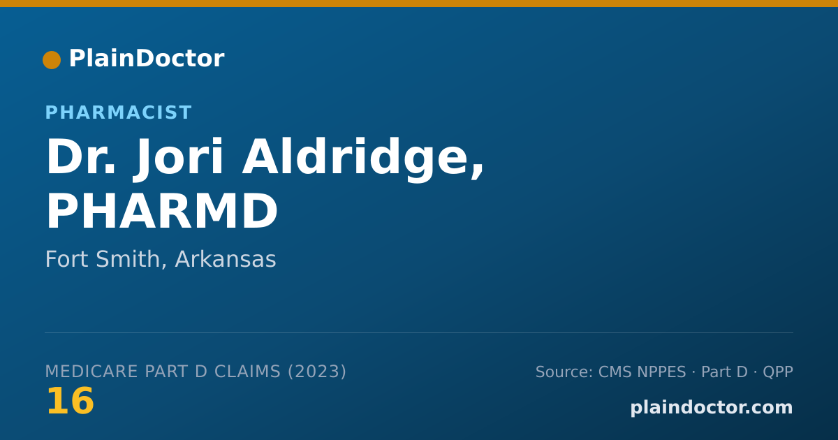 Shareable card for Jori Aldridge, PHARMD - Pharmacist, Fort Smith, AR
