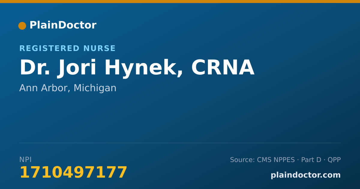 Shareable card for Jori Hynek, CRNA - Registered Nurse, Ann Arbor, MI