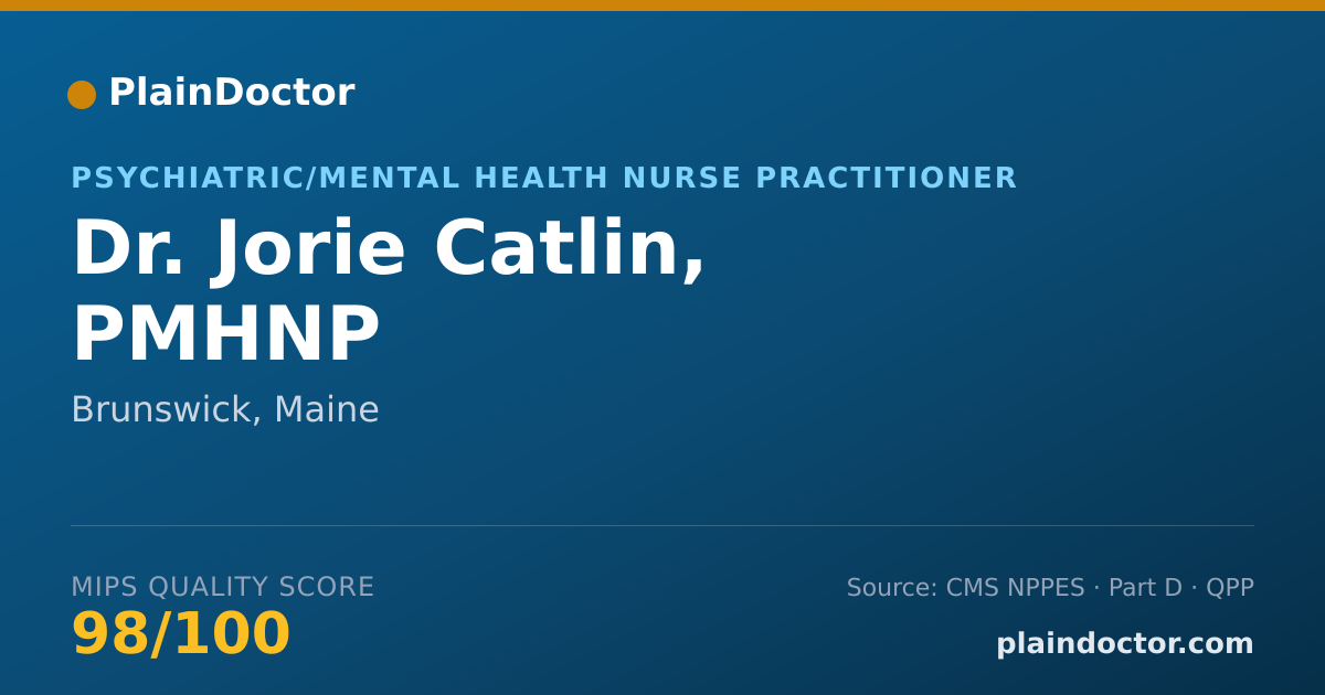 Shareable card for Jorie Catlin, PMHNP - Psychiatric/Mental Health Nurse Practitioner, Brunswick, ME