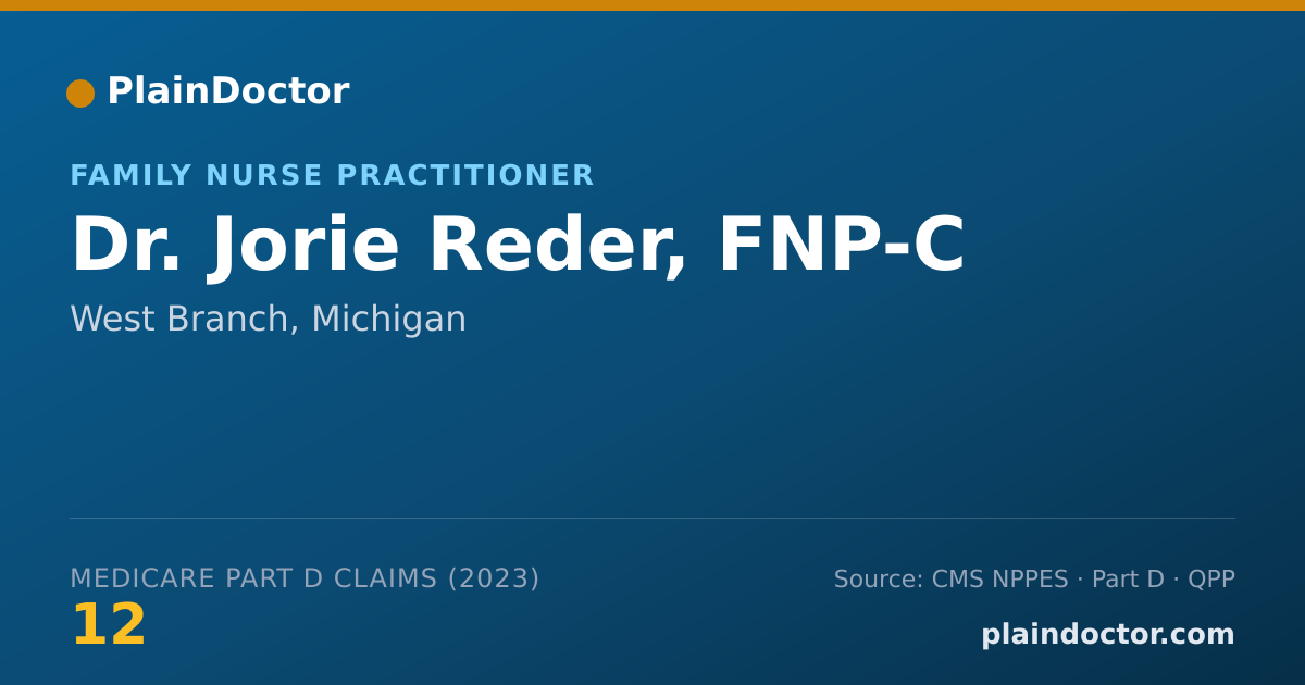 Shareable card for Jorie Reder, FNP-C - Family Nurse Practitioner, West Branch, MI