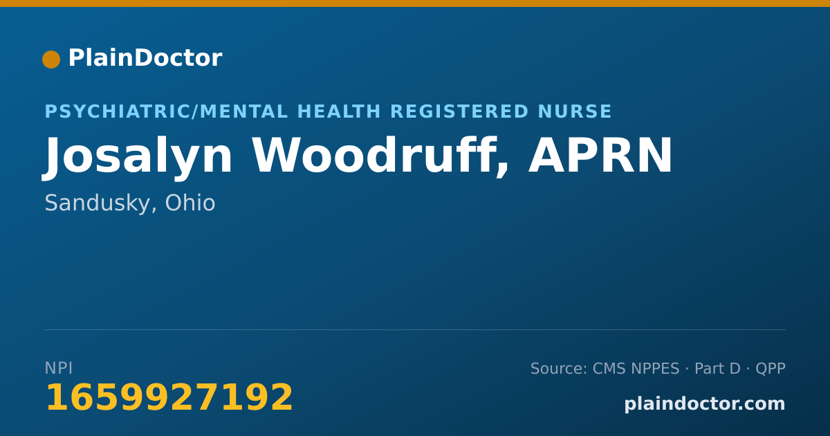 Shareable card for Josalyn Woodruff, APRN - Psychiatric/Mental Health Registered Nurse, Sandusky, OH