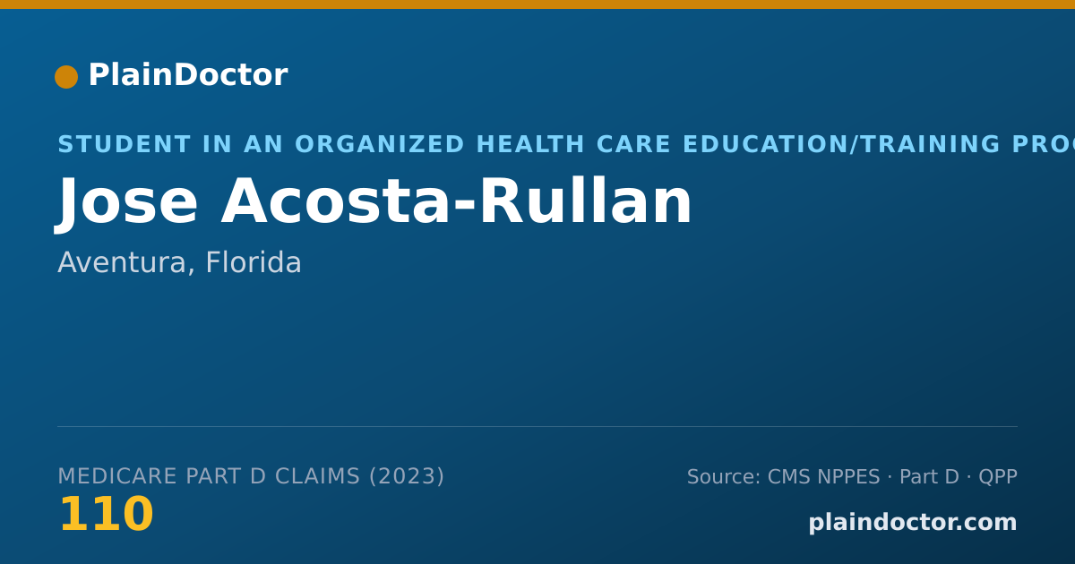 Shareable card for Jose Acosta-Rullan - Student in an Organized Health Care Education/Training Program, Aventura, FL