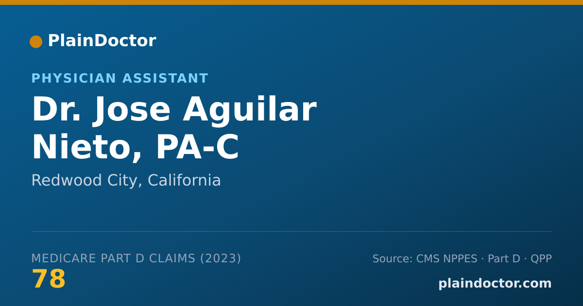 Shareable card for Jose Aguilar Nieto, PA-C - Physician Assistant, Redwood City, CA