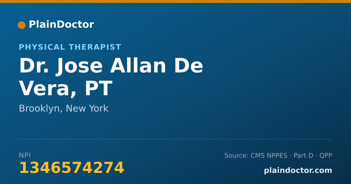 Shareable card for Jose Allan De Vera, PT - Physical Therapist, Brooklyn, NY