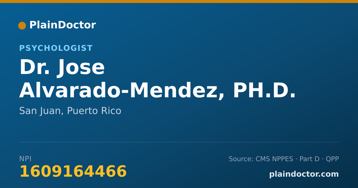 Shareable card for Jose Alvarado-Mendez, PH.D. - Psychologist, San Juan, PR