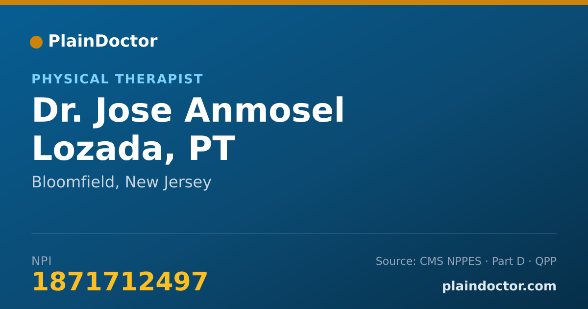 Shareable card for Jose Anmosel Lozada, PT - Physical Therapist, Bloomfield, NJ
