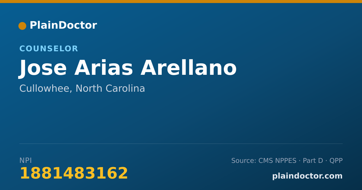 Shareable card for Jose Arias Arellano - Counselor, Cullowhee, NC