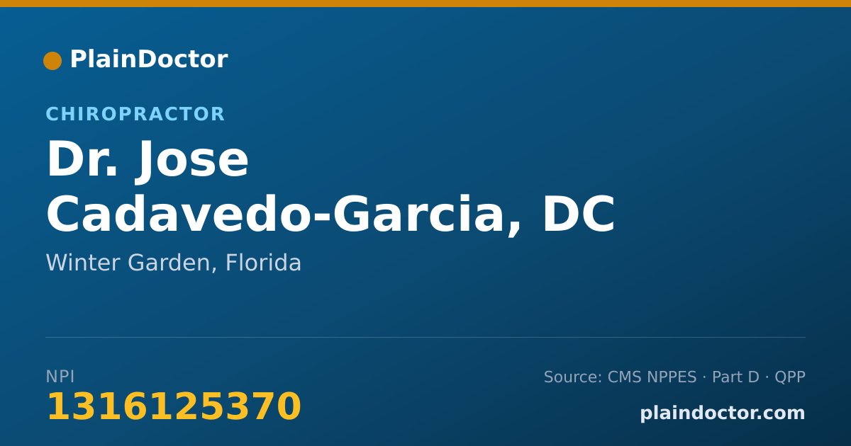 Shareable card for Jose Cadavedo-Garcia, DC - Chiropractor, Winter Garden, FL