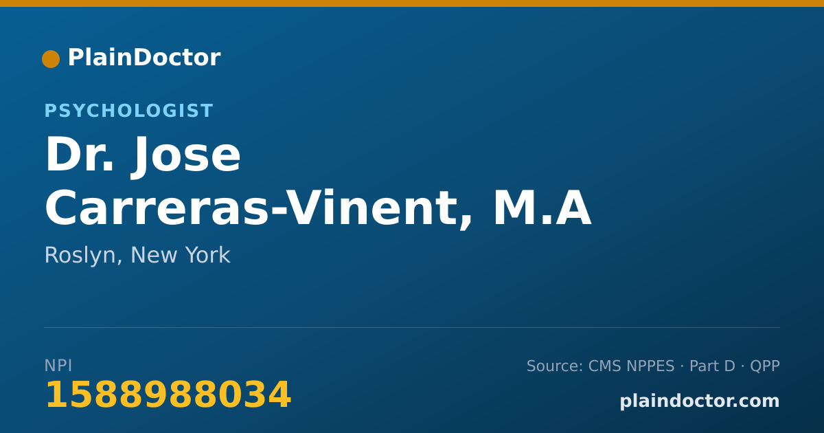 Shareable card for Jose Carreras-Vinent, M.A - Psychologist, Roslyn, NY