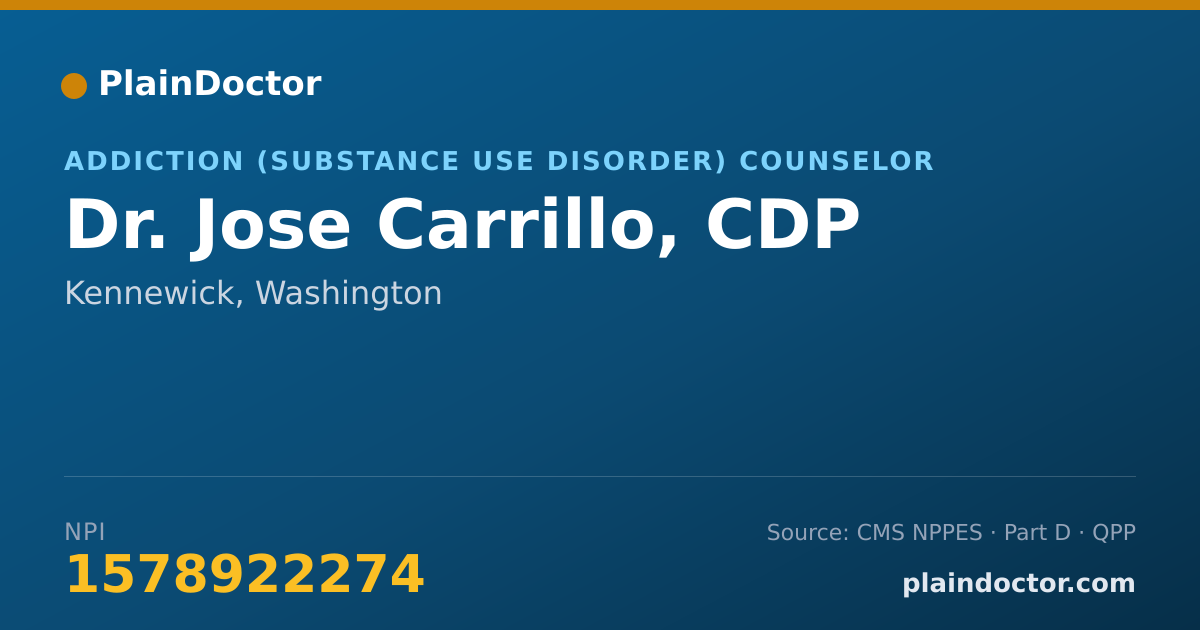 Shareable card for Jose Carrillo, CDP - Addiction (Substance Use Disorder) Counselor, Kennewick, WA