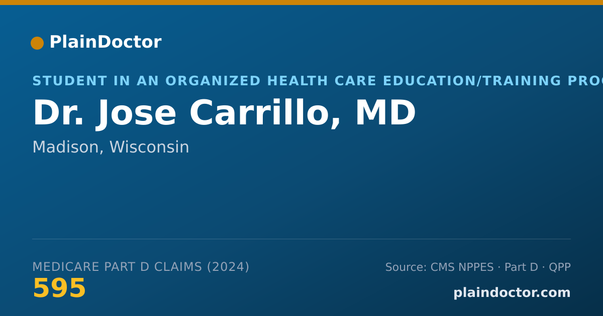 Shareable card for Jose Carrillo, MD - Student in an Organized Health Care Education/Training Program, Madison, WI