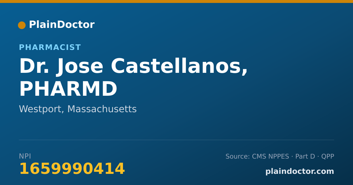 Shareable card for Jose Castellanos, PHARMD - Pharmacist, Westport, MA