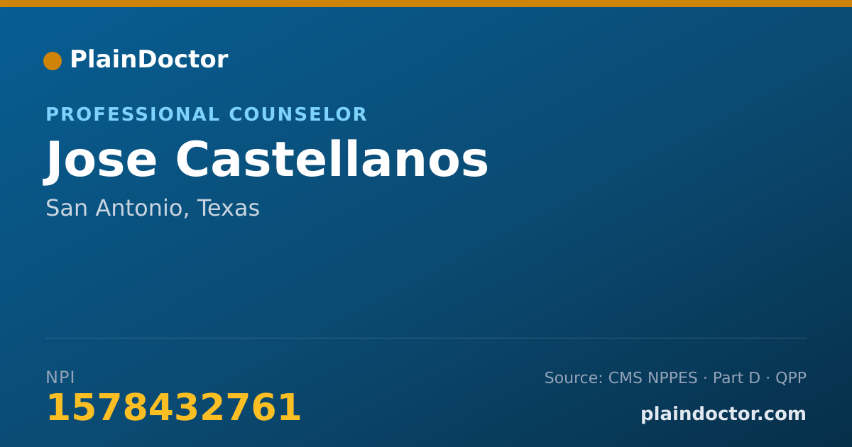 Shareable card for Jose Castellanos - Professional Counselor, San Antonio, TX