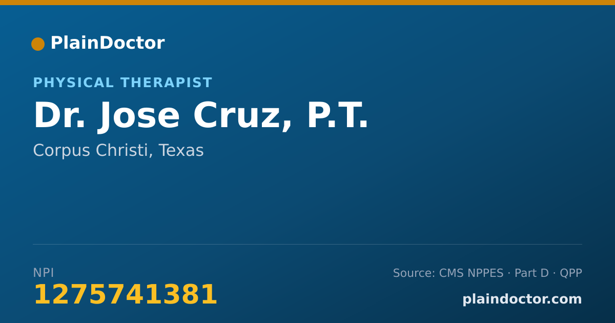 Shareable card for Jose Cruz, P.T. - Physical Therapist, Corpus Christi, TX