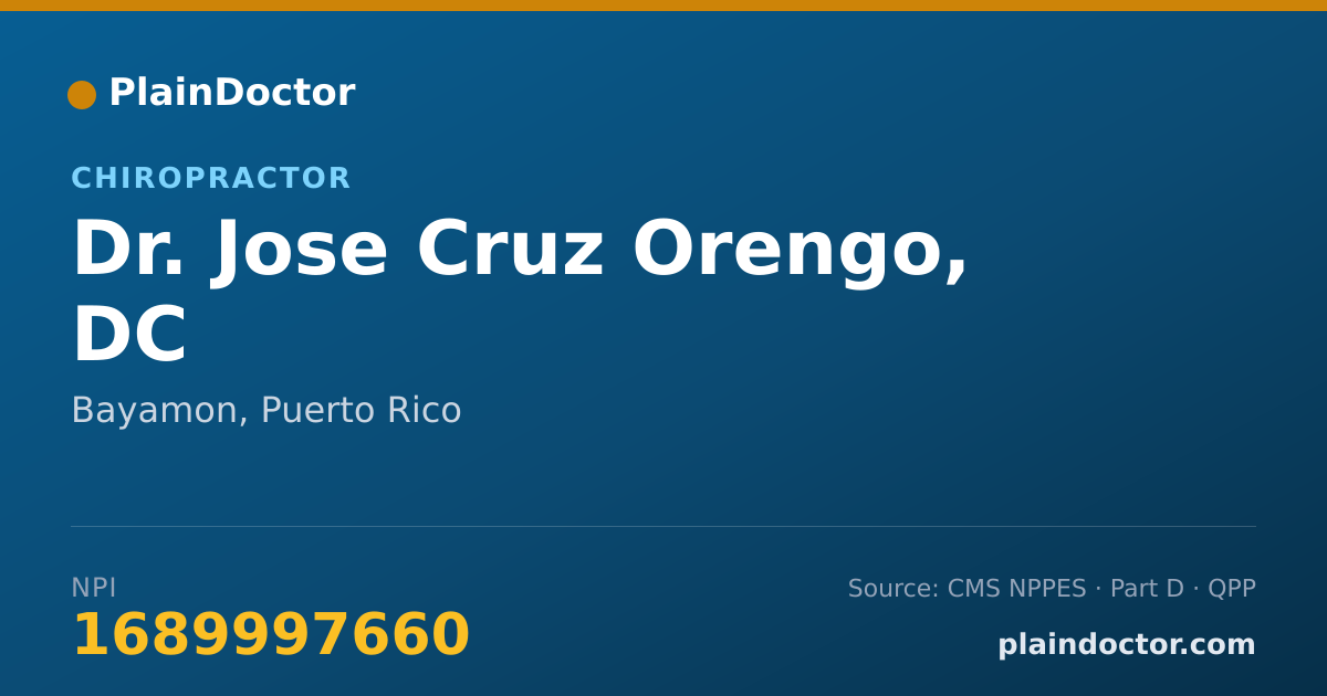 Shareable card for Jose Cruz Orengo, DC - Chiropractor, Bayamon, PR
