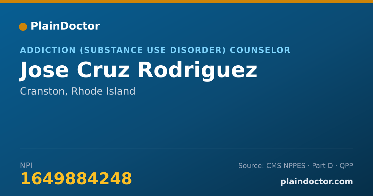 Shareable card for Jose Cruz Rodriguez - Addiction (Substance Use Disorder) Counselor, Cranston, RI