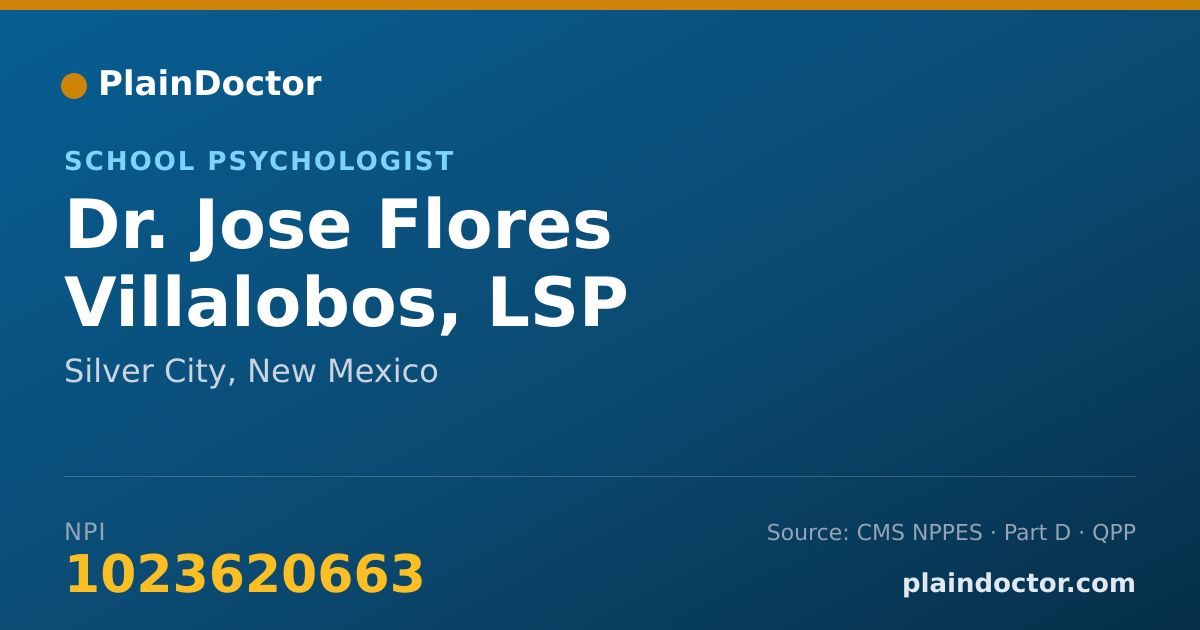Shareable card for Jose Flores Villalobos, LSP - School Psychologist, Silver City, NM