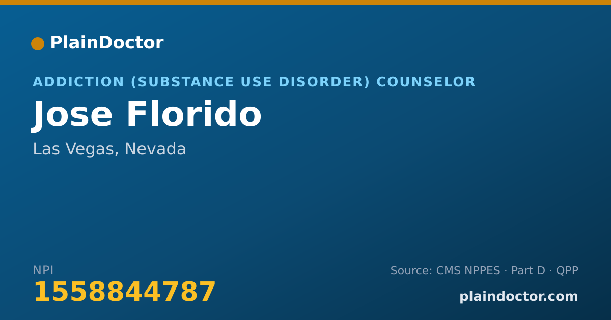 Shareable card for Jose Florido - Addiction (Substance Use Disorder) Counselor, Las Vegas, NV