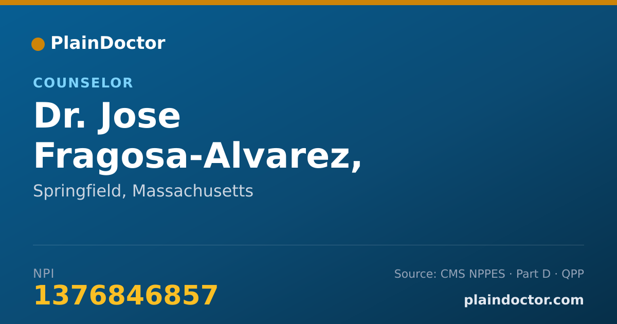 Shareable card for Jose Fragosa-Alvarez, MS-PSYCHOLOGY - Counselor, Springfield, MA