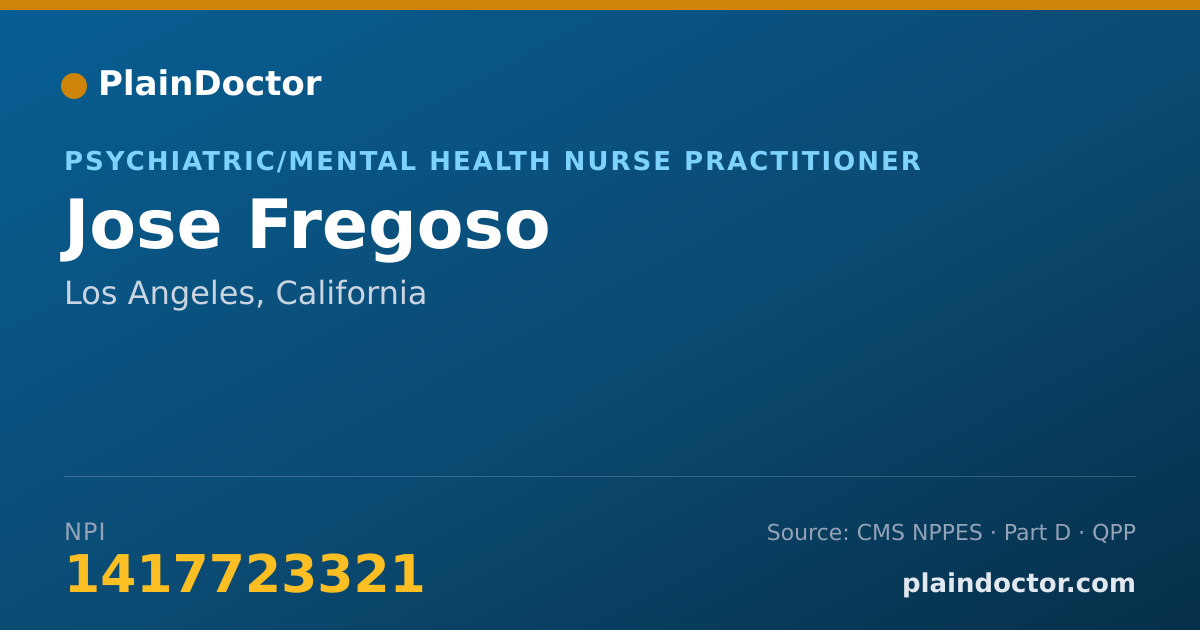 Shareable card for Jose Fregoso - Psychiatric/Mental Health Nurse Practitioner, Los Angeles, CA